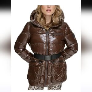 NWT DKNY Women's Brown Puffer Jacket SIZE S